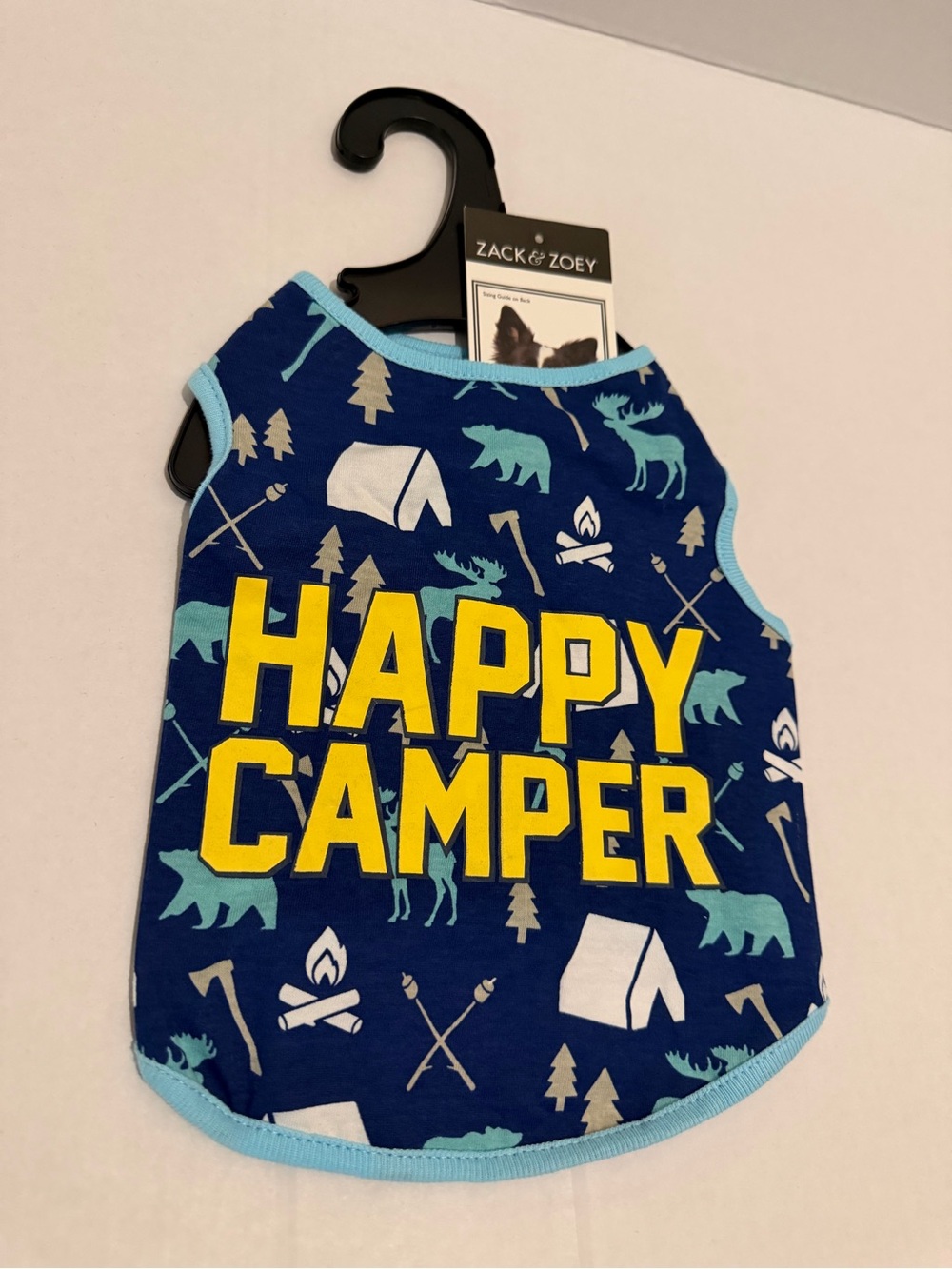 S64/S65/IS6 (3) X Small Happy Camper Dog Tank Top - Navy with Yellow Lettering - Picture 3 of 4